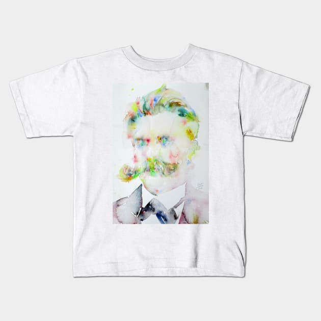 FRIEDRICH NIETZSCHE watercolor portrait .7 Kids T-Shirt by lautir